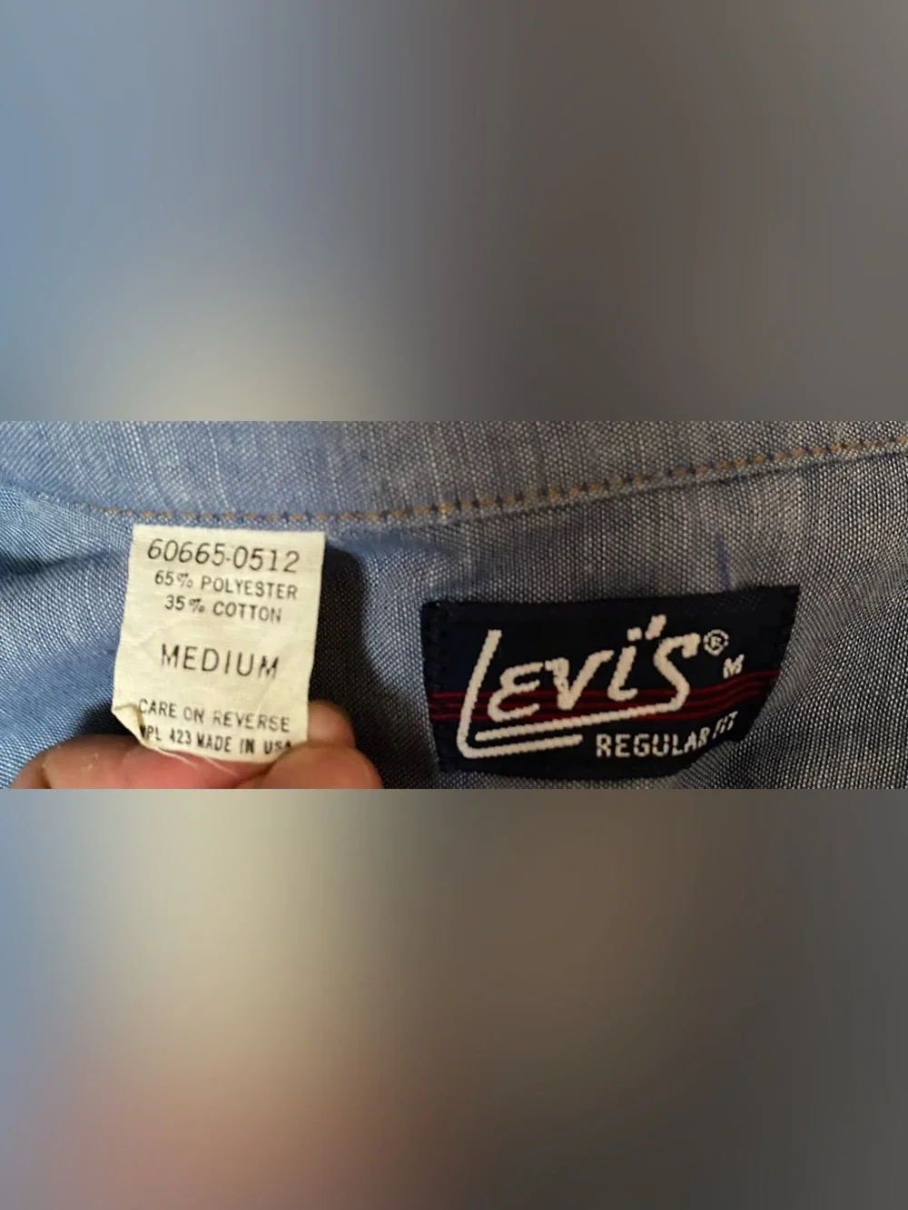 Levis vintage Orange Tab Chambray Shirt Blue Button Down medium 70s